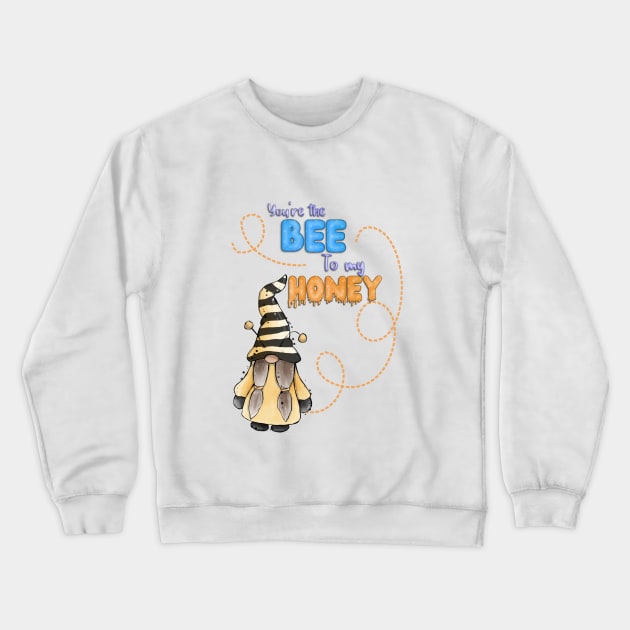 Bee to my honey gnome, spring gnome, bee pun, Crewneck Sweatshirt by CharlieCreates